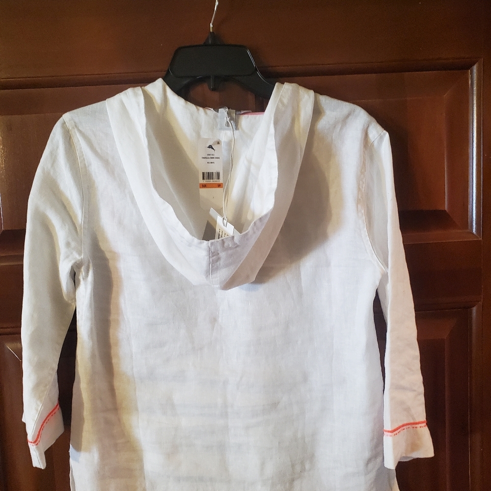 NWT Tommy Bahama Esmeralda Embroidered White Linen Hoodie, Size S - Picture 6 of 7